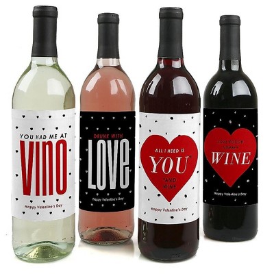 Conversation Hearts - Mini Wine and Champagne Bottle Label Stickers -  Valentine's Day Party Favor Gift for Women and Men 