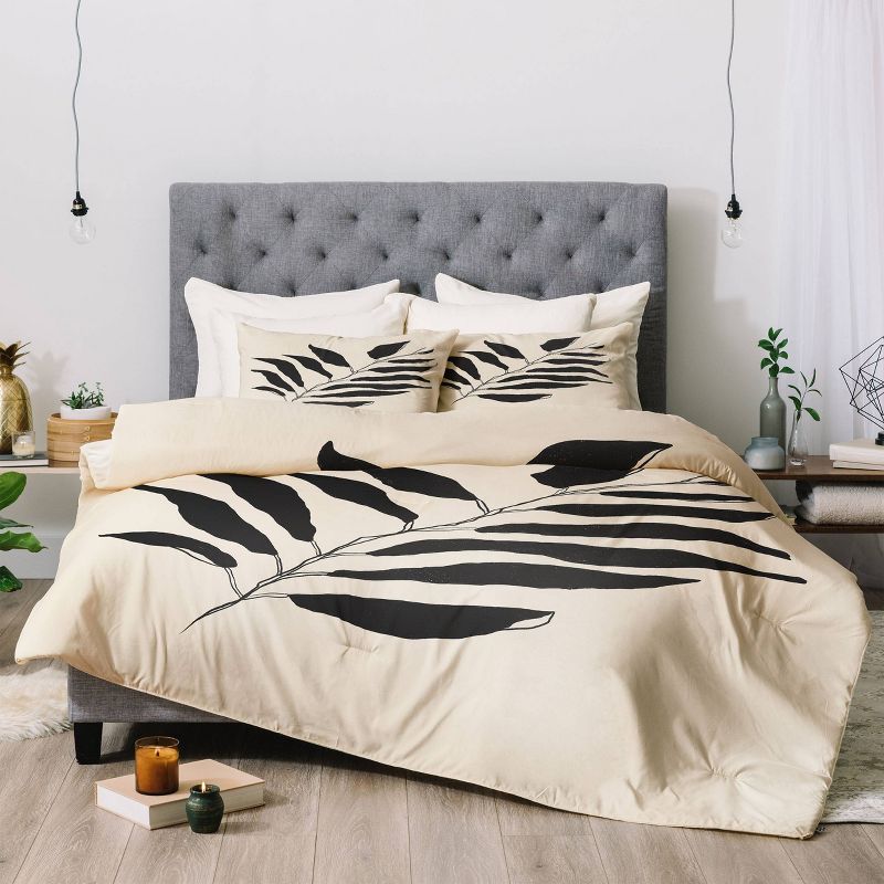 Breezy Palm Polyester Comforter & Sham Set Beige/Black - Deny Designs, 4 of 6