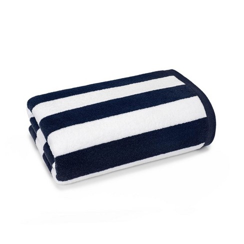 Resort Striped Pool Towel, Navy - Standard Textile Home