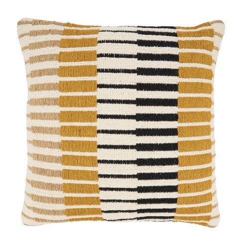 Saro Lifestyle Dynamic Stripe Geometry Throw Pillow Cover, 18"x18", Yellow - image 1 of 3