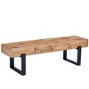 59" Wooden Entryway Bench With Metal Legs, Mid-Century Modern Long Bench Seat, Farmhouse Style Shoe Changing Bench, For Living Room, Indoor, Porch - 3 of 4