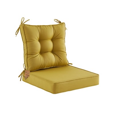 Deep Seat Cushions for Outdoor Furniture,Set of 2,Extra Thick:24"x24"x4",Tufted Low Back 22"x24"x6", Double Piping Removable Patio Chair Cushions