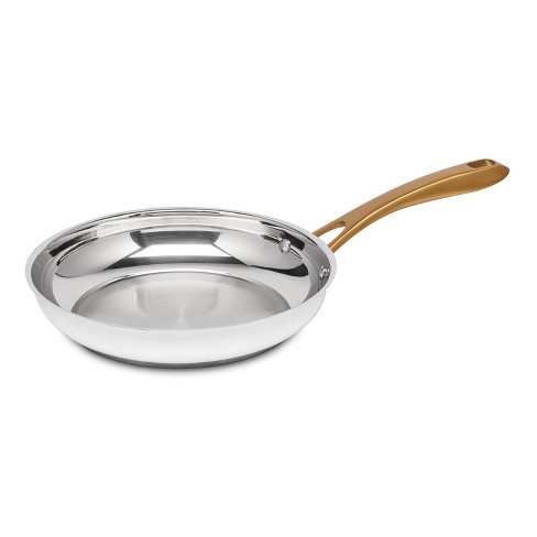 Cuisinart Classic 10 Stainless Steel Skillet with Brushed Gold Handles  Matte White