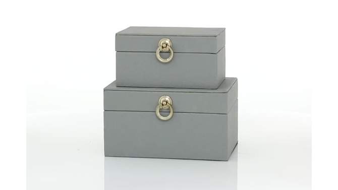 Set of 2 Faux Shagreen Wood Box with Metal Ring Fixtures - Olivia & May, 2 of 7, play video