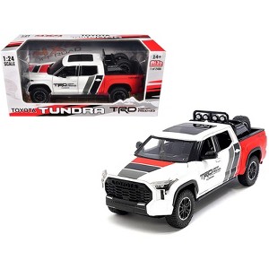 2023 Toyota Tundra TRD 4x4 Truck White and Red with Black and Gray with Sunroof and Wheel Rack Limited Ed 1/24 Diecast Model Car - 1 of 4