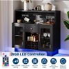 Home Bar Cabinet with LED Lights & Lockable Glass Door, Rustic Modern Bar & Coffee Station with Spacious Countertop, 47 Inch for Living Room - 3 of 4