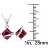 EVERLY JEWELRY | Sterling Silver 3 3/4 CT TGW Created Ruby Wave Pendant with Chain and Stud Earrings - 18 in - 2 of 3