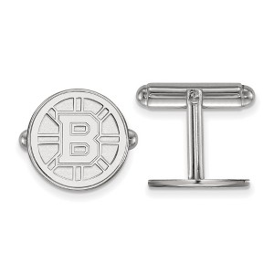 Black Bow Jewelry Sterling Silver Boston Bruins NHL Cuff Links - 1 of 3