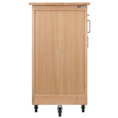 Natural Wood Kitchen Cart with Wine Rack and Storage