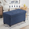 Ornavo Home Foldable Tufted 30 Inch Linen Bench Storage Ottoman with Legs for Bedroom, Entryway and Living Room - 2 of 4