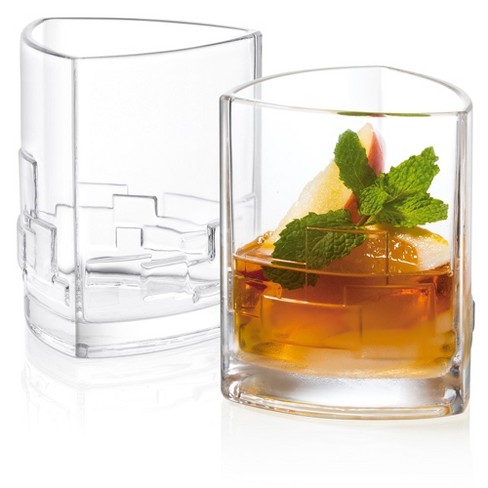 JoyJolt Swish Whiskey Glass Tumblers with Basketball Base