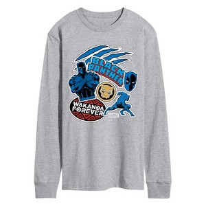 Men's - Marvel - Black Panther Wakanda Forever Sticker Long Sleeve Graphic T-Shirt - 1 of 4