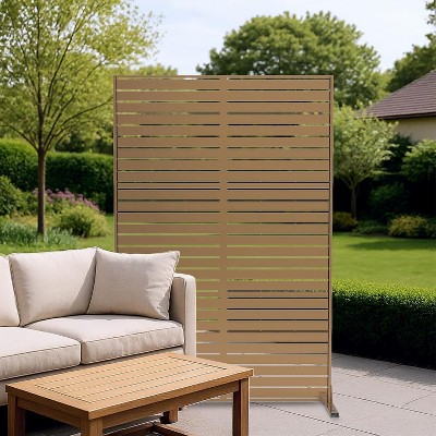 Metal Privacy Screen, Freestanding Outdoor Privacy Screen 72" H×47" W, Decorative Steel Privacy Fence Screen Panels, Weather-Resistant/Easy Assembly