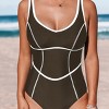 Women's Piped Scoop Neck One Piece Swimsuit - Cupshe - 3 of 4