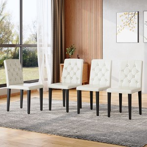 Sapphtopaz Modern Ergonomic Dining Chairs Set of 4, PU Kitchen Chairs with Buckle Backrest & Metal Legs, 35 Inches High - 1 of 4
