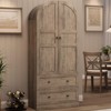 72" Tall Arched Kitchen Pantry Storage Cabinet, Modern Farmhouse Storage Cabinets with 2 Doors & Drawers - 4 of 4