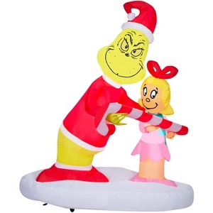Grinch Airblown Inflatable Passing Out Candy Canes to Cindy Lou Scene Dr. Seuss, 5.5 ft Tall - 1 of 4
