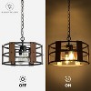 Runesay  4-Light Farmhouse Chandelier Light Fixtures Adjustable Height, Rustic Drum Pendant Light, Walnut Wood and Black Metal Finish, E26 Base - 2 of 4