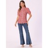 INSPIRE CHIC Women's Peter Pan Collar Contrast Trim Puff Sleeve Peasant Floral Shirt - 4 of 4