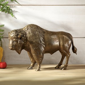 SPI Home Brass Prairie Majesty Buffalo Figurine – 11" Bison Sculpture for Rustic or Western Home Decor - 1 of 4