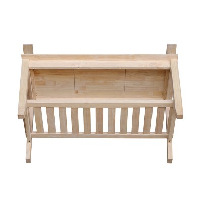 Unfinished Parawood Double X-Back Bench with Storage Shelf