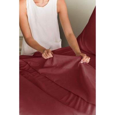Burgundy King Cotton Polyester Deep Pocket Sheet Set
