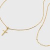 Beloved + Inspired 14K Gold Dipped Cross Pendant Necklace Set 2pc - Gold: Brass Multi-Strand, Lobster Clasp - 4 of 4