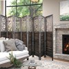 MAYEERTY Freestanding Room Dividers, 6FT Carved Wood Folding Privacy Screens, Rustic Brown - 3 of 4
