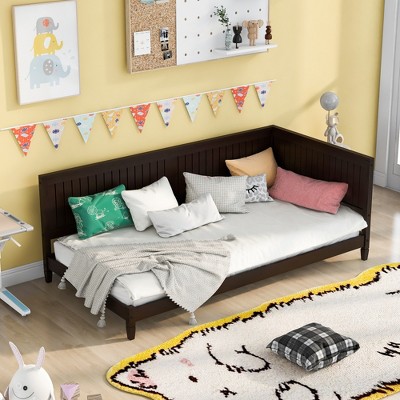 ALEXOUN Wood Day Bed Frames with Solid Wood Slat Support,and Arm & Back for Toddlers Kids Teens Adults Easy Assemble