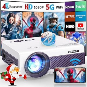 SEVOBAL Projectors Portable 1080P Movie Projector with 5G WiFi Bluetooth 300 Inch Display for Home and Outdoor Fun, White, 11.42"*8.5"*6.06" - 1 of 4