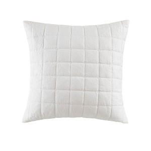 N Natori Super Soft Crushed Microfiber Quilted Euro Sham with Hidden Zipper Closure White - 1 of 3