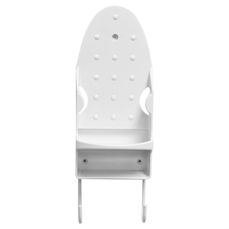 Home Basics Wall Mount Ironing Board with Built-In Accessory Hooks, White, 2 of 6