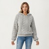 Anna-Kaci Women's Plush Textured Hoodie with Cable Inspired Patterning, High Pile Fabric, Long Sleeves and Ribbed Trim Accents - 2 of 4
