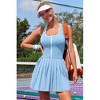 Attraco Women's Color Block Tennis Dress with Built in Shorts and Bra Pleated Golf Dress Seamless Athletic Dress With Zipped Front - 2 of 4