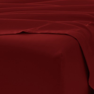 King Size Burgundy Cotton Polyester Microfiber 6-Piece Bed Sheet Set