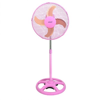 Brentwood F-12SMBK 3 Speed Whisper Quiet Oscillating 12 Inch Adjustable Portable Pedestal Stand Fan with 75 Degree Oscillation and Safety Grill, Pink