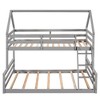 CAVINAS Twin over Full Bunk Bed House Shaped Pine Bed Frame with Guardrail and Inclined Ladder for Bedroom, Gray - 3 of 4