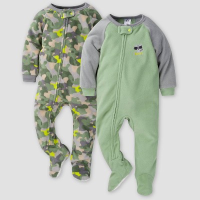 Gerber Baby Boys' Camo Blanket Sleeper Footed Pajama - Green 3M