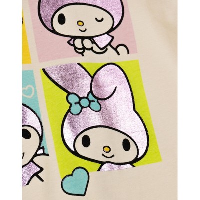 Hello Kitty Little Girls' 3-Pack Short Sleeve Graphic T-Shirts with Foil My Melody Pink Multi 7-8 — фото 7