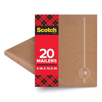 Scotch 9"x10.5" Curbside Recyclable Mailer Size 2: Padded Shipping Envelope, Self-Adhesive, Tan