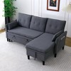 78.35'' Cotton-Linen L-Shaped Reversible Chaise Sectional Sofa with Built-In Storage, Includes 5 Pillows - 2 of 4
