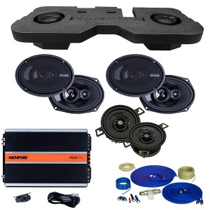 Memphis Audio 2 Pairs PRX6903 6x9" 3-Way Speakers and PRXP3 3" Coax with MJMERAM8D1v2 Dual 8" Loaded Enclosure compatible with 12-18 Ram with 1500W... - 1 of 4