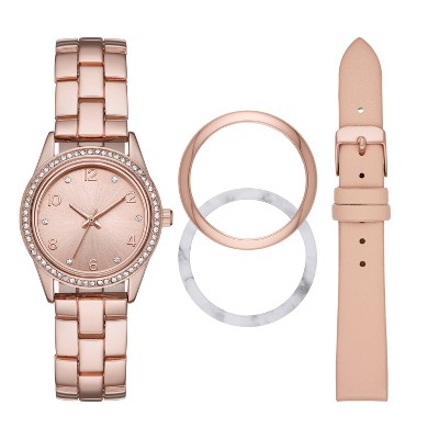 Women's Interchangeable Strap and Bezel Watch Set - A New Day™ Rose Gold