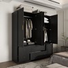 Famapy Black 4 - Door Wardrobe with Gold Handles & Multi - Drawer Storage: Ample Space for Clothes, Accessories & More,Bedroom Closet Organizer - 3 of 4