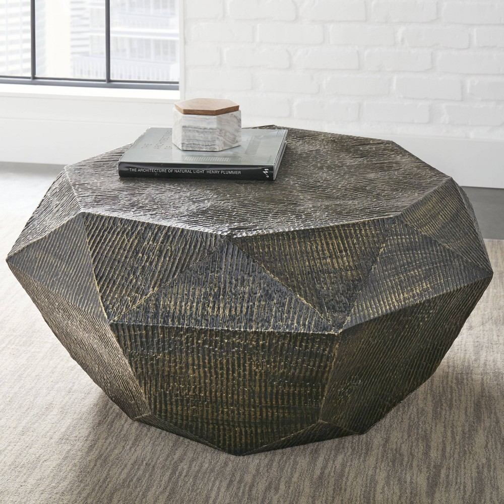 Donato Octagon Cocktail Table Brass - Steve Silver Co.: Modern Iron Frame, No Assembly, CSA Certified