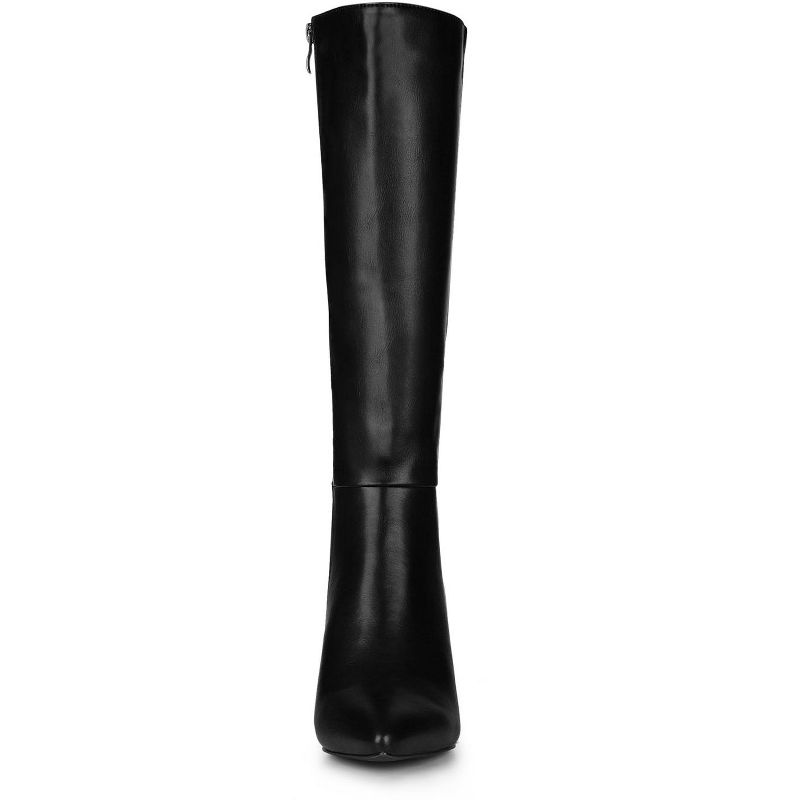 Allegra K Women's Pointed Toe Side Zipper Stiletto Heel Knee High Boots, 3 of 8