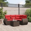 vidaXL 5 Piece Patio Sofa Set with Cushions Brown Poly Rattan - 2 of 4
