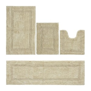 Lux Premium 100% Cotton Tufted Solid Reversible 4 Piece Bath Rug Set – Ultra-Soft, Water-Absorbent, Durable, Machine Washable Bathroom Rug - 1 of 4