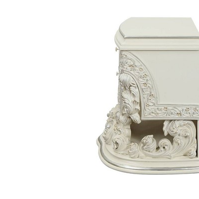 Adara Antique White 2-Drawer Rococo Nightstand