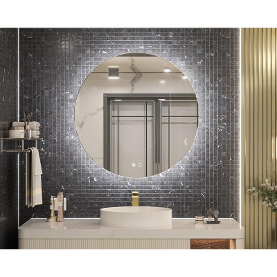 Keonjinn LED Backlit Bathroom Vanity Wall Mirror, 3 Color Temperatures Dimmable, Anti-Fog